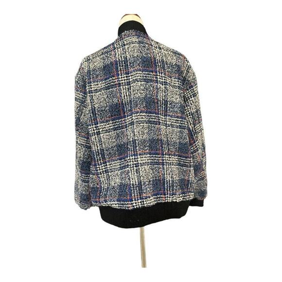 Avec Les Filles - Woman's Plaid Tweed Bomber Jacket Size Medium - Picture 13 of 13